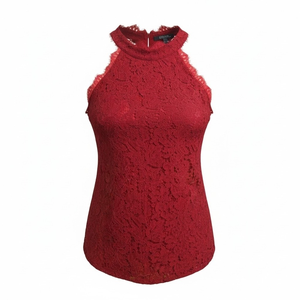 Halife Women's Sleeveless XL Sleeveless Fancy  Lace Top